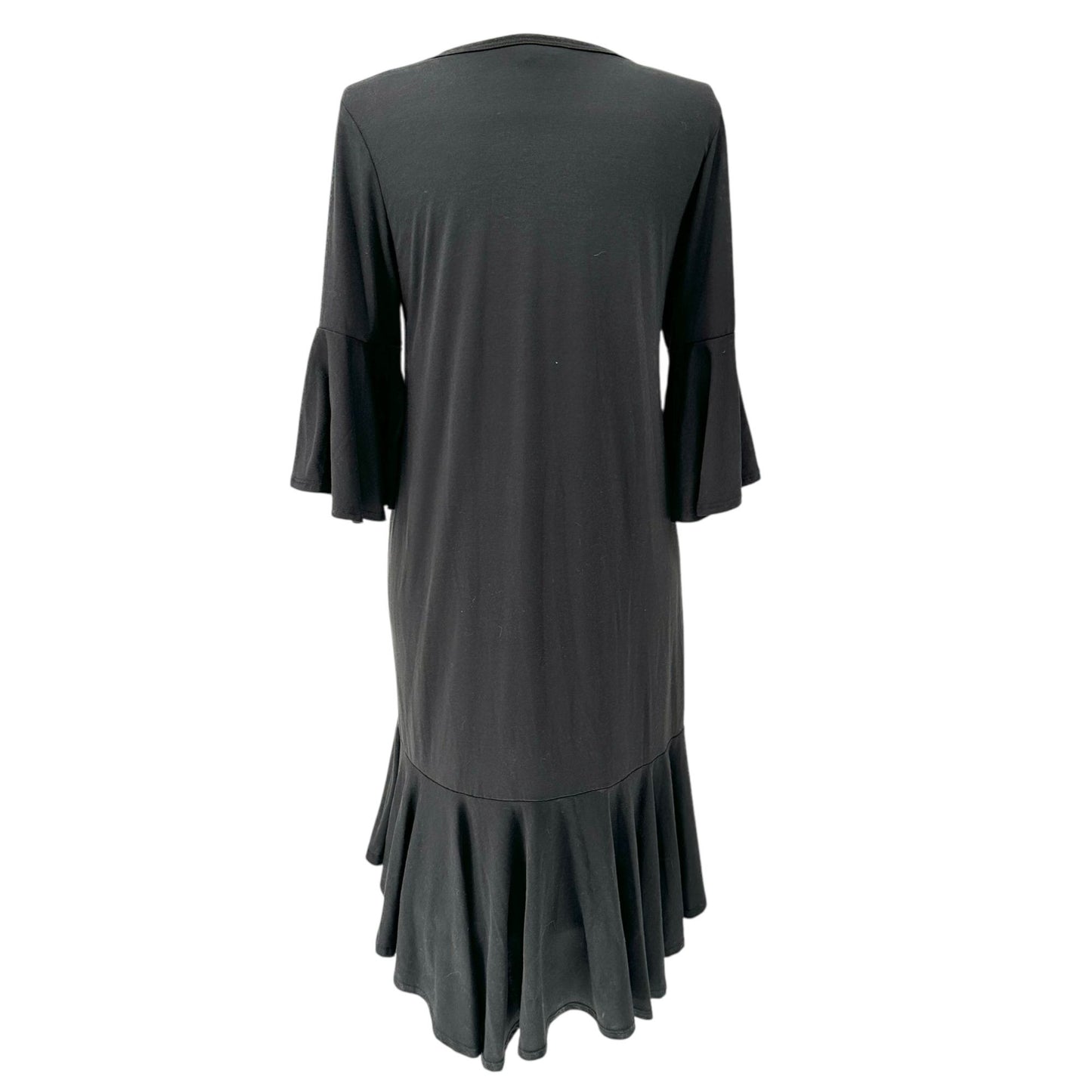 LuLaRoe Maurine Dress Womens XL Black Bell Sleeves Ruffled Hem Stretchy Comfy