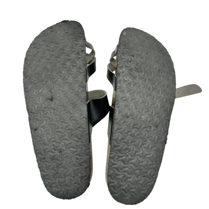 Time And Tru Black Double Strap Buckle Sandals Womens Size 9 Comfortable Footbed