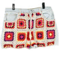 Crochet Patchwork Light Wash Denim High-Rise Shorts 13/31W By SO Goods For Life