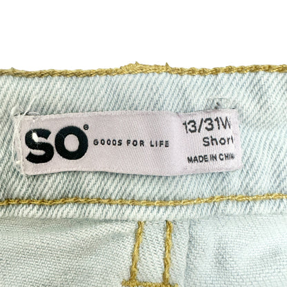 Crochet Patchwork Light Wash Denim High-Rise Shorts 13/31W By SO Goods For Life