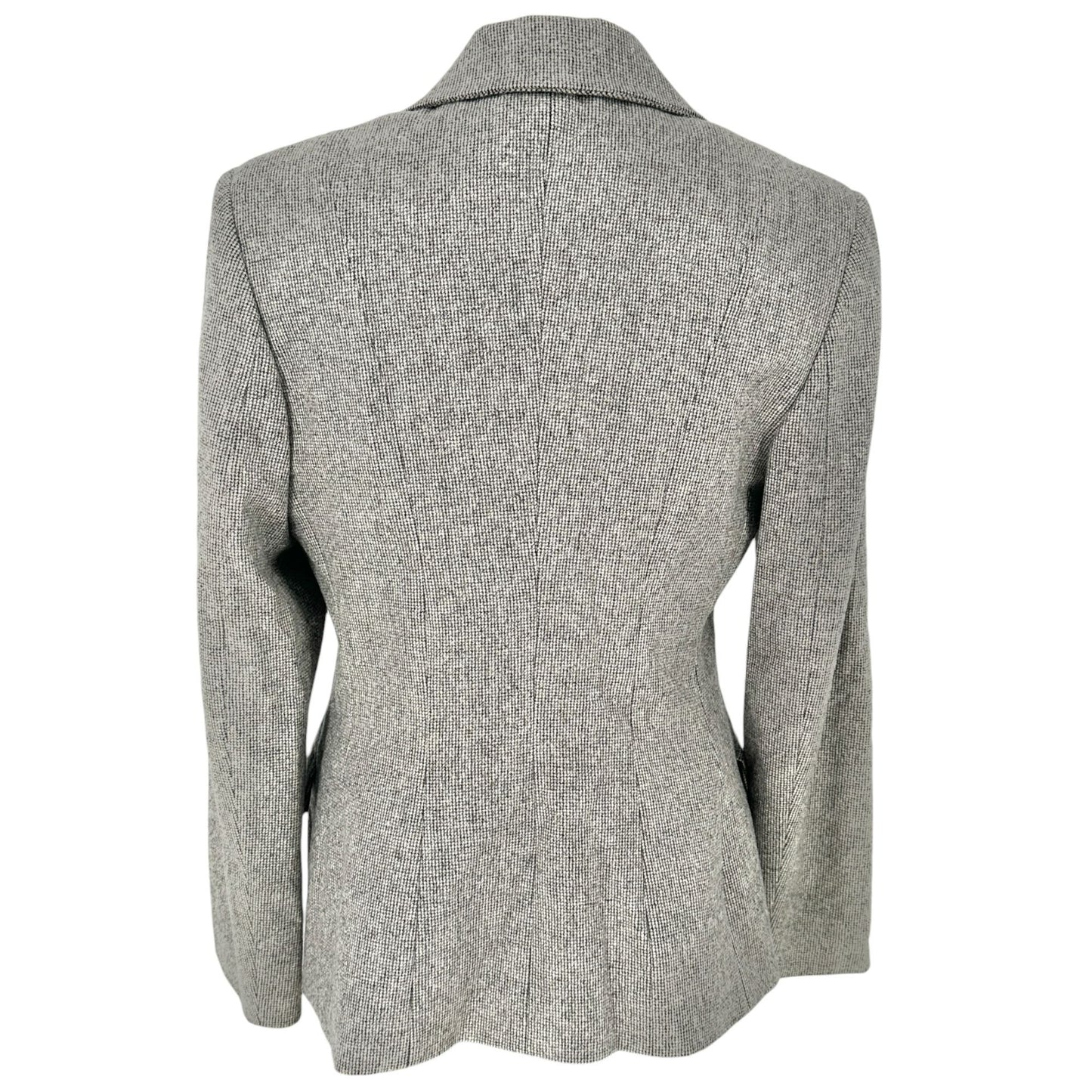 Piazza Sempione Blazer Size 10 Italian Wool Blend Gray Herringbone Tailored Fit