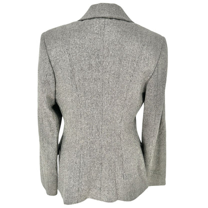 Piazza Sempione Blazer Size 10 Italian Wool Blend Gray Herringbone Tailored Fit