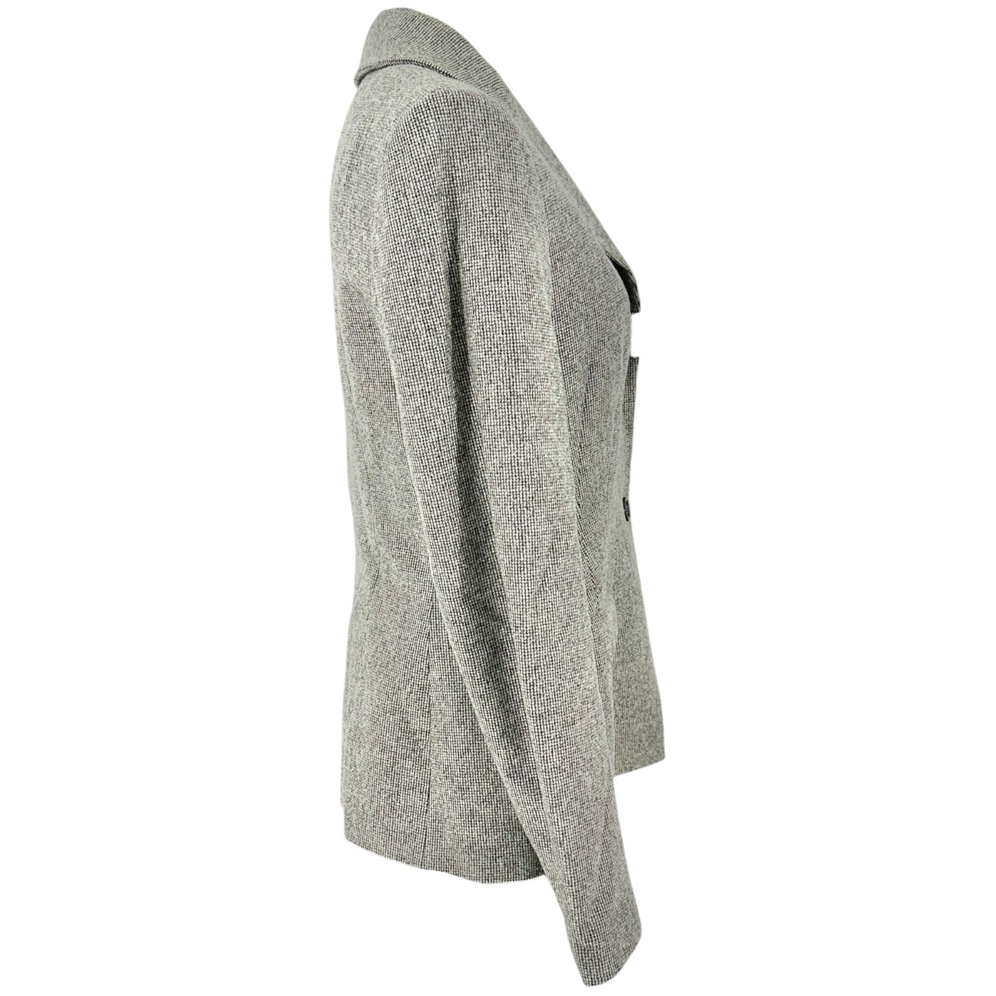 Piazza Sempione Blazer Size 10 Italian Wool Blend Gray Herringbone Tailored Fit