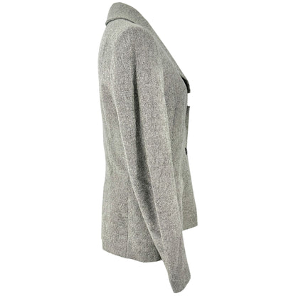 Piazza Sempione Blazer Size 10 Italian Wool Blend Gray Herringbone Tailored Fit