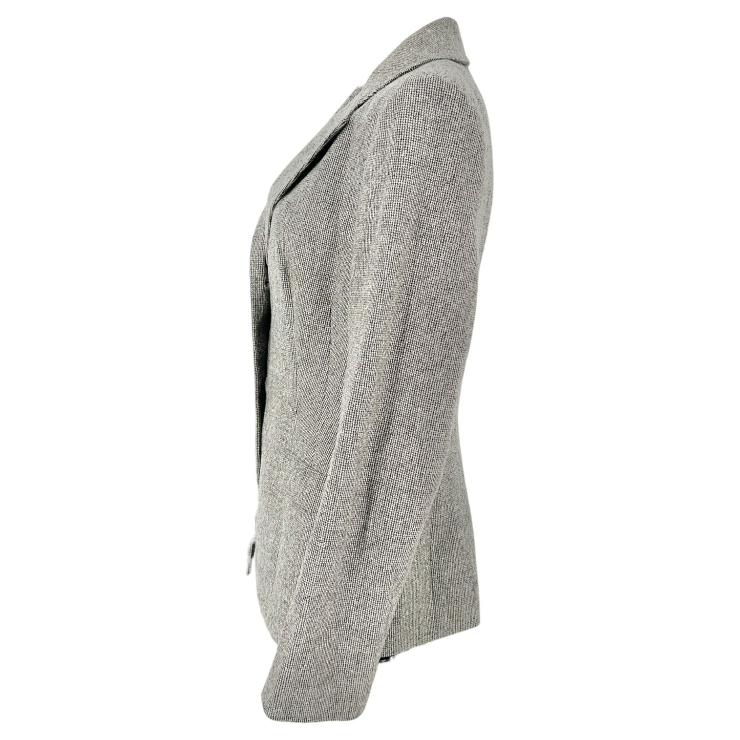 Piazza Sempione Blazer Size 10 Italian Wool Blend Gray Herringbone Tailored Fit