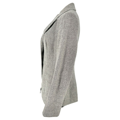 Piazza Sempione Blazer Size 10 Italian Wool Blend Gray Herringbone Tailored Fit