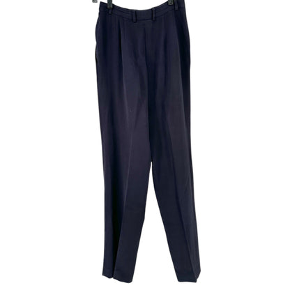 Burberrys Dress Pants Womens Size 4 Navy Blue Wool Pleated Made In USA Classic