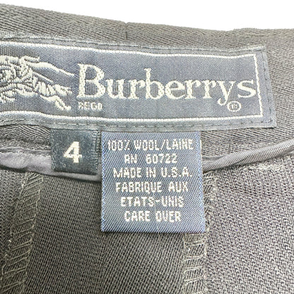 Burberrys Dress Pants Womens Size 4 Navy Blue Wool Pleated Made In USA Classic