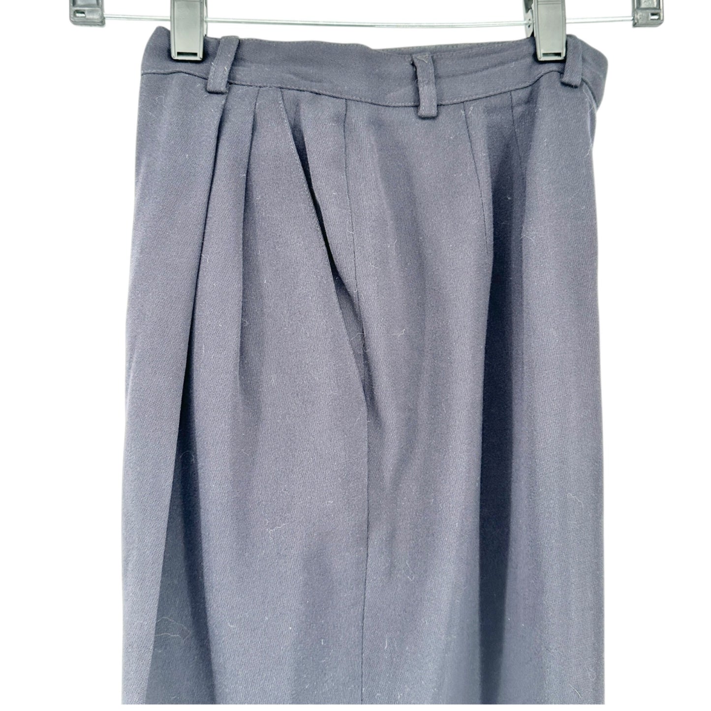 Burberrys Dress Pants Womens Size 4 Navy Blue Wool Pleated Made In USA Classic