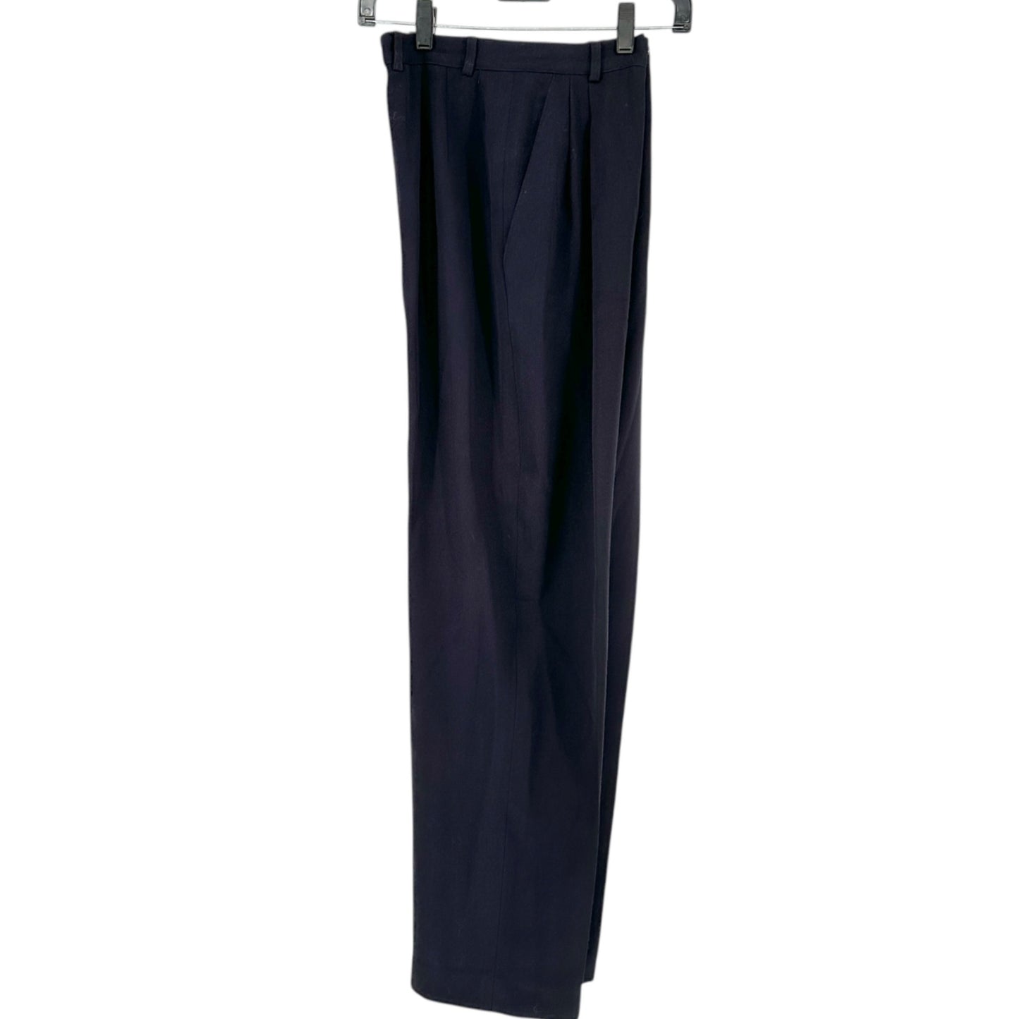 Burberrys Dress Pants Womens Size 4 Navy Blue Wool Pleated Made In USA Classic