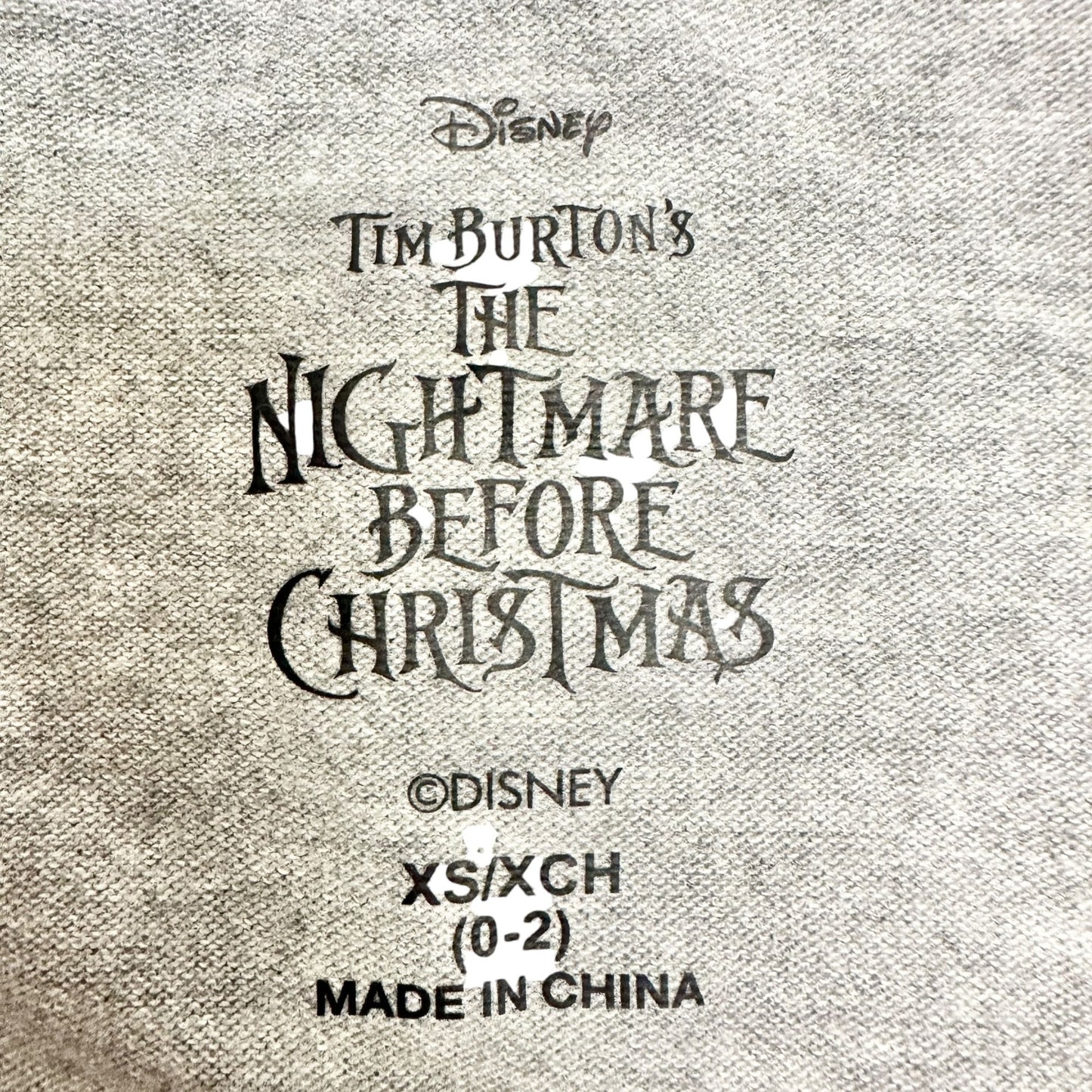 Tim Burtons Nightmare Before Christmas V-Day Lounger Sleepwear Gray XS (0-2) NWT