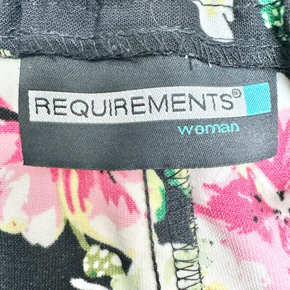 Requirements Skirt Womens 18W Black Multicolor Floral Pleated Skirt Polyester