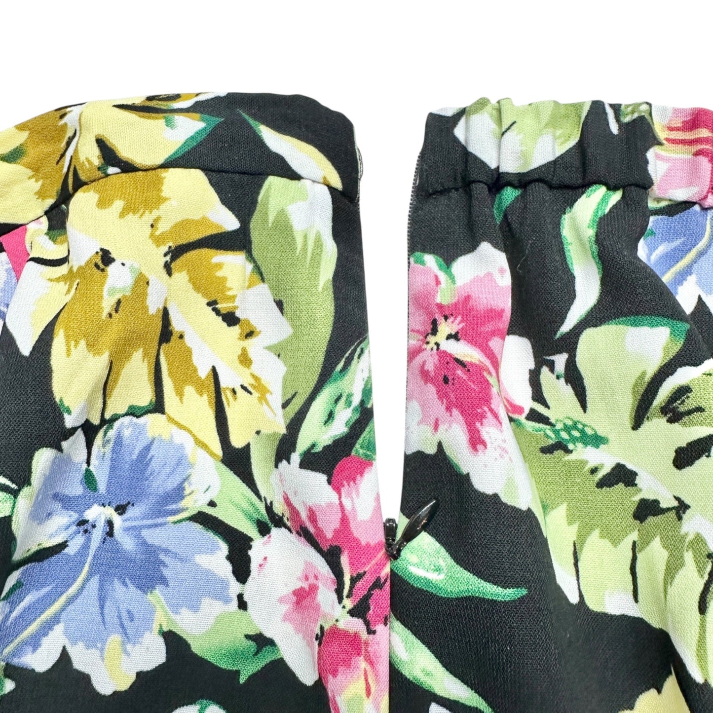 Requirements Skirt Womens 18W Black Multicolor Floral Pleated Skirt Polyester