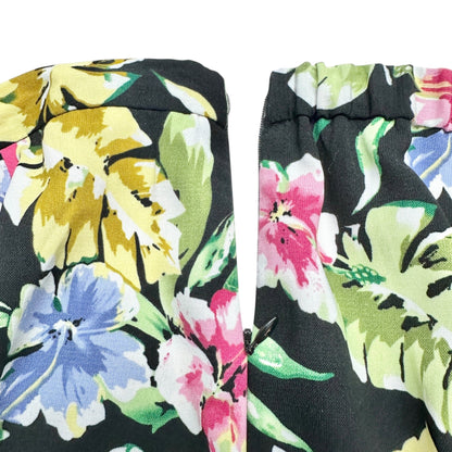 Requirements Skirt Womens 18W Black Multicolor Floral Pleated Skirt Polyester