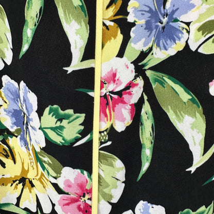 Requirements Skirt Womens 18W Black Multicolor Floral Pleated Skirt Polyester