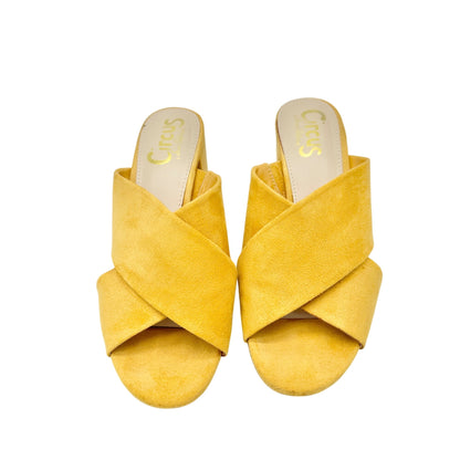 Circus By Sam Edelman Yellow Suede Open-Toe Block Heel Sandals Size 8 Womens