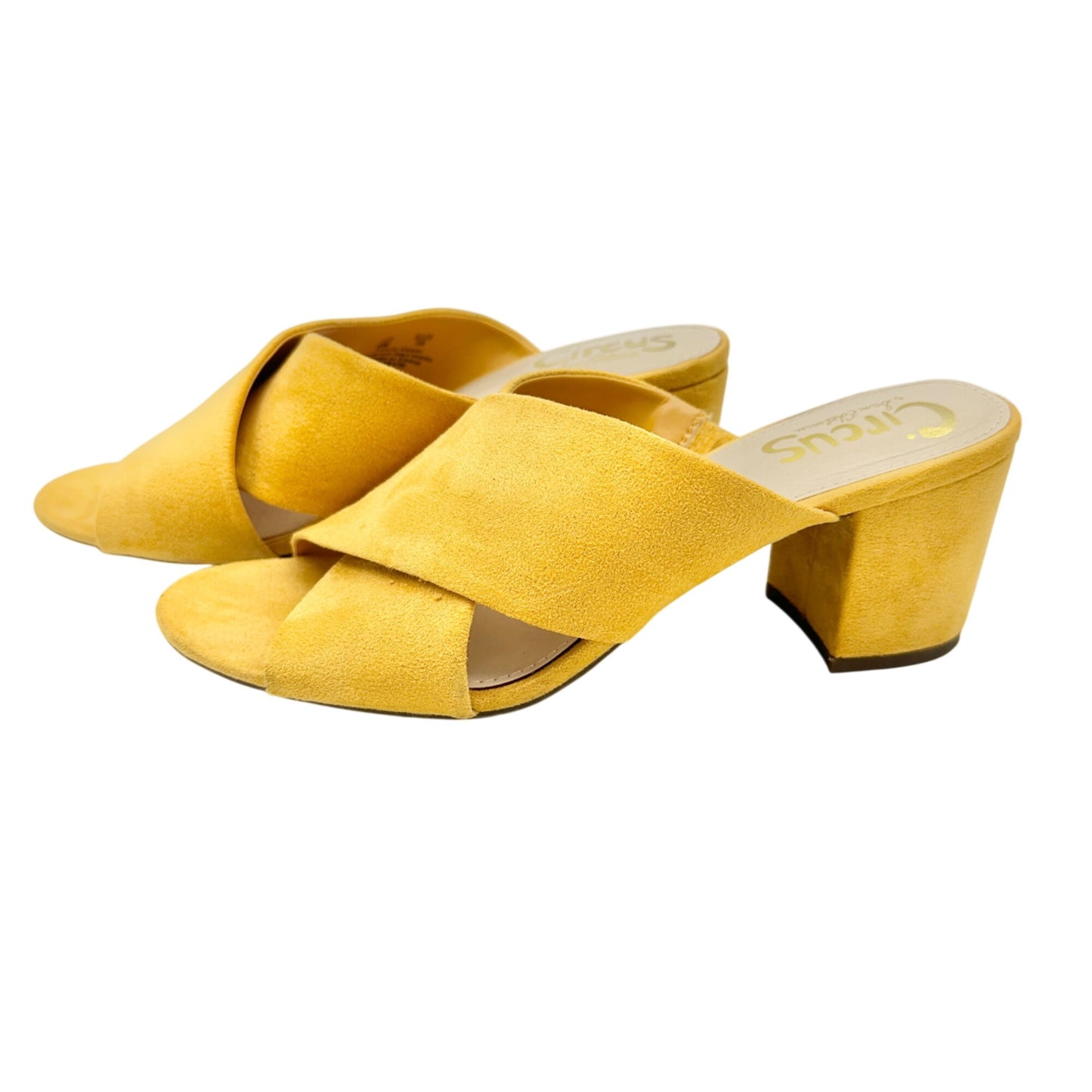 Circus By Sam Edelman Yellow Suede Open-Toe Block Heel Sandals Size 8 Womens
