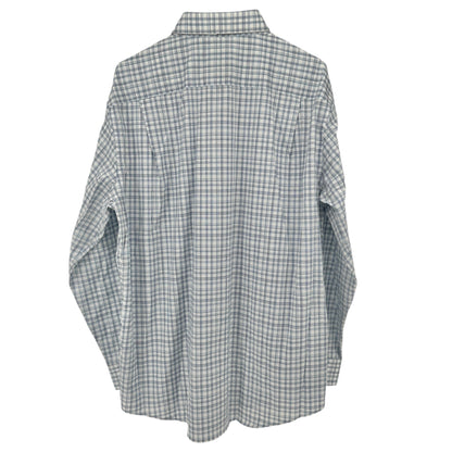 Jos A Bank Traveler Tailored Shirt L Blue Plaid Cotton Blend LS TravelTech