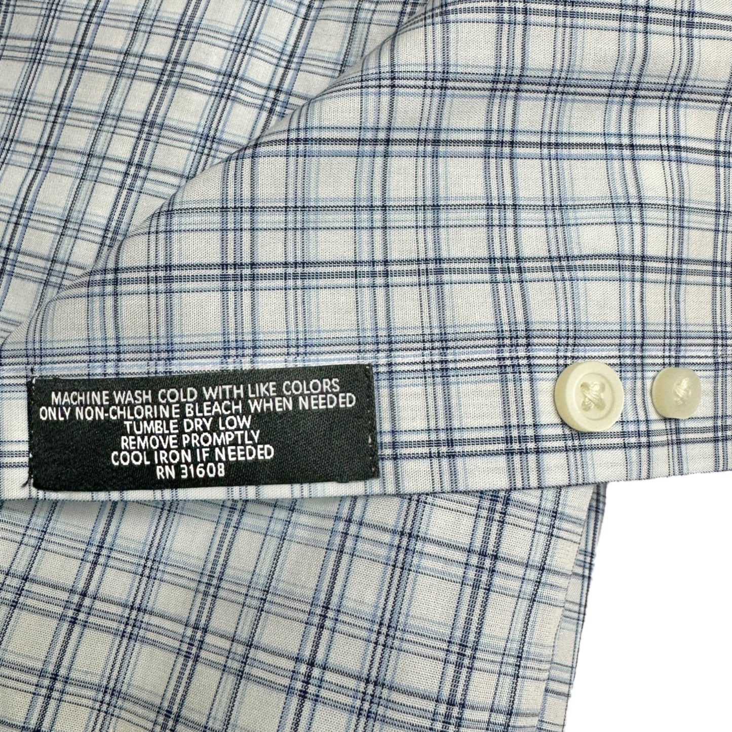 Jos A Bank Traveler Tailored Shirt L Blue Plaid Cotton Blend LS TravelTech