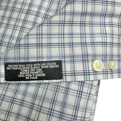 Jos A Bank Traveler Tailored Shirt L Blue Plaid Cotton Blend LS TravelTech