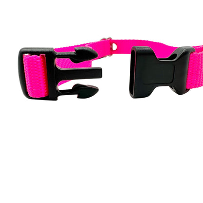 Leather Bros Dog Collar Adjustable 17-23in Large Fluorescent Pink Quick-Release