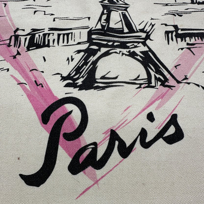 Eiffel Tower Paris Canvas Tote Bag Plus 17” Plastic Eiffel Tower Container White