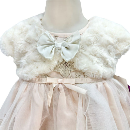 Blueberi Boulevard Child's 2-PC Dress Size 12M Blush Gold Embroider Flowers NWT