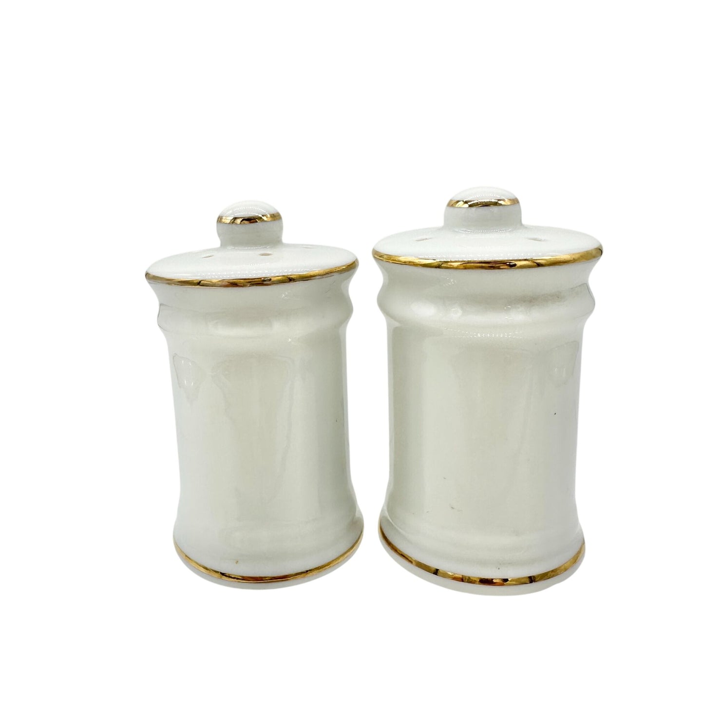 Vtg Walt Disney World Castle Salt and Pepper Shakers Japan Porcelain White Gold
