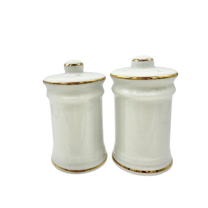 Vtg Walt Disney World Castle Salt and Pepper Shakers Japan Porcelain White Gold