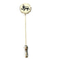 Vtg Goldtone Lion Stick Pin Black Enamel Detailing Gear-Like Design Zodiac Leo