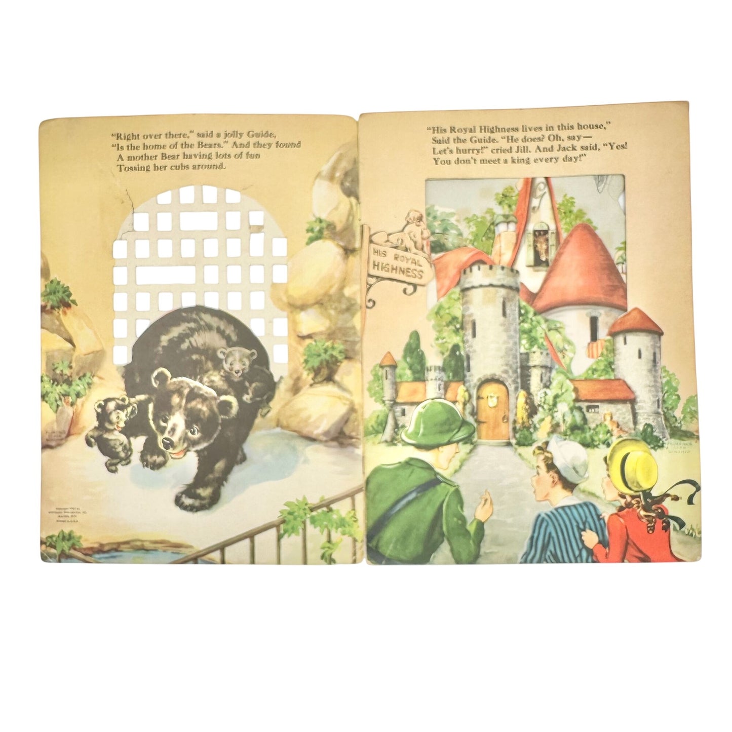 Jack And Jill Visit The Zoo 1942 Peek-A-Boo Book By Whitman Publishing Co.