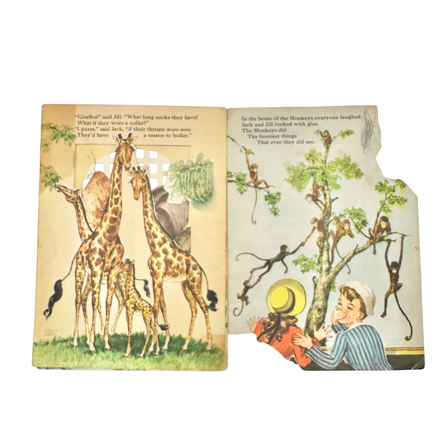 Jack And Jill Visit The Zoo 1942 Peek-A-Boo Book By Whitman Publishing Co.