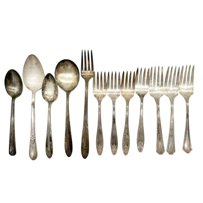 Various Vintage Spoon and Fork Collection WM Rogers R Wallace and More