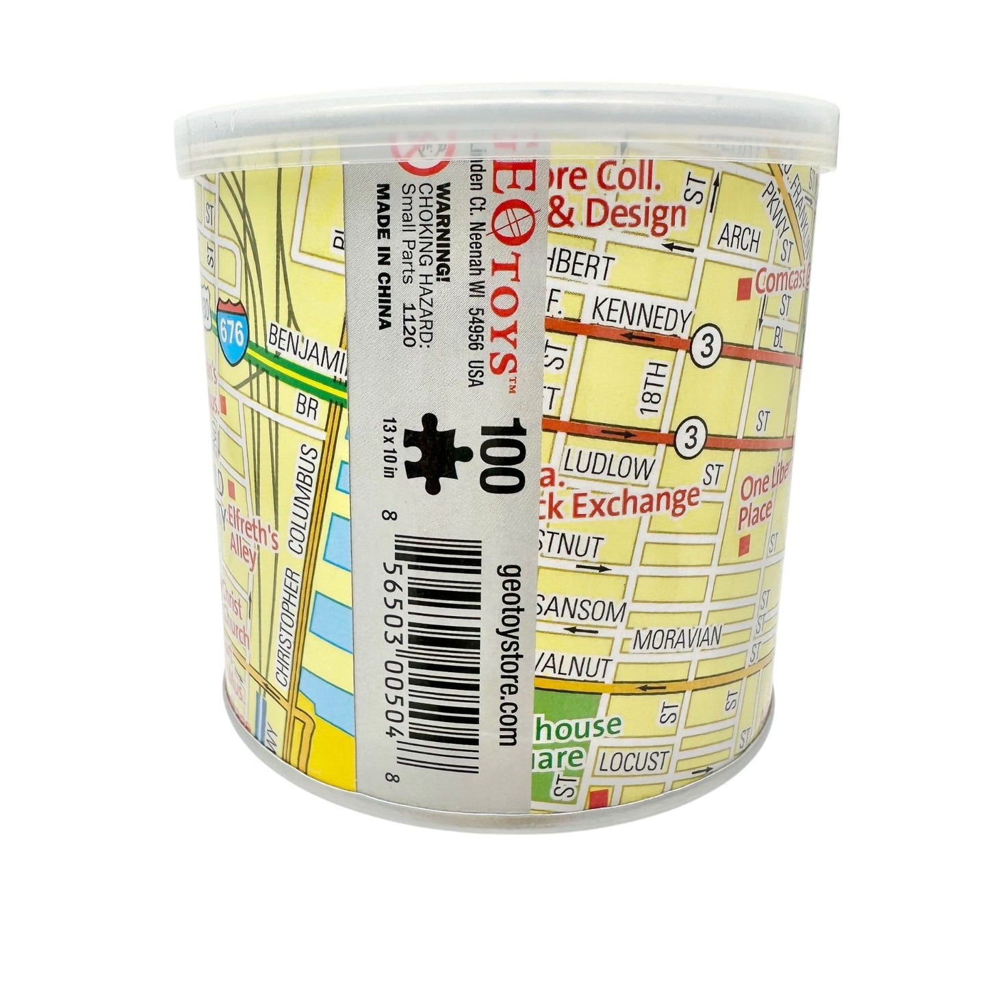 Philadelphia City Magnetic Puzzle 100 Pieces In Canister Map Design By E-Q Toys