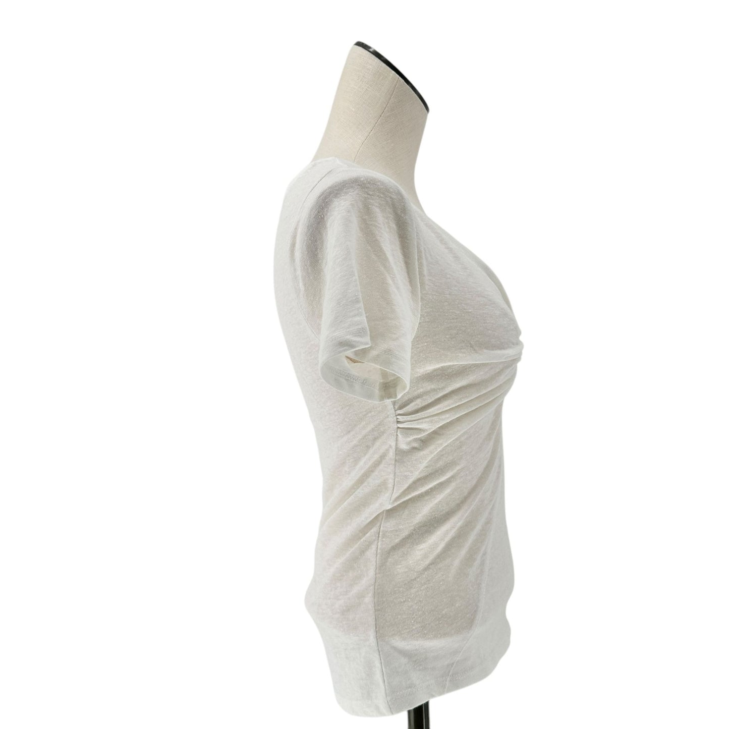 A New Day Top Womens XS White V-Neck Short Sleeve Front Twist Detail