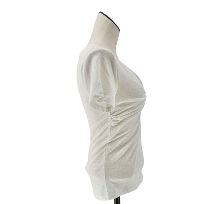 A New Day Top Womens XS White V-Neck Short Sleeve Front Twist Detail