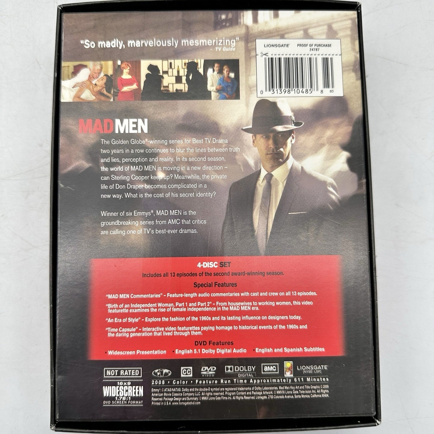 Mad Men: Season Two (DVD, 2008, 4-Disc Set) John Hamm