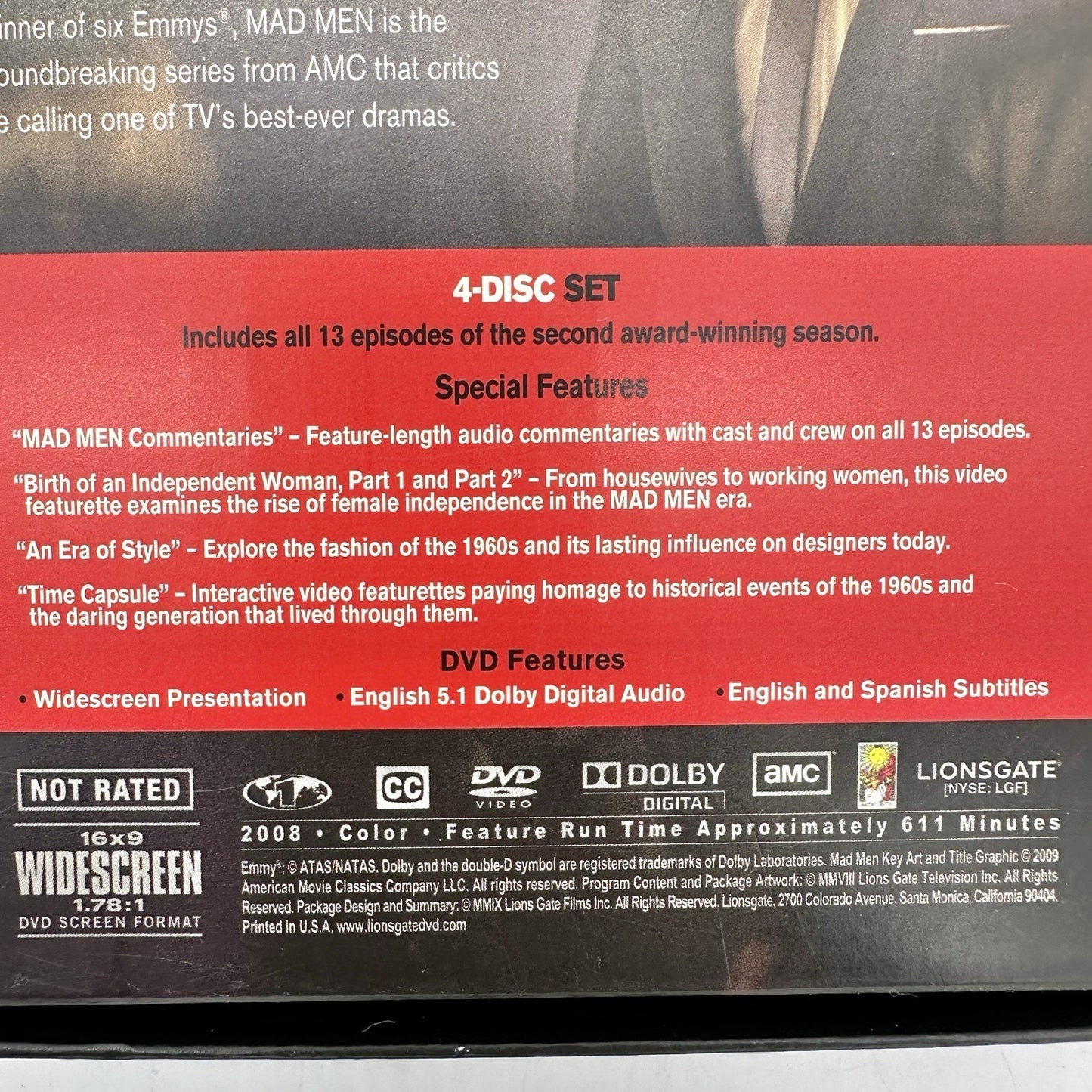 Mad Men: Season Two (DVD, 2008, 4-Disc Set) John Hamm
