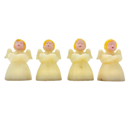 Vintage Socony Vacuum Angel Tavern Candles Set of 4 With Yellow Hair White Gowns