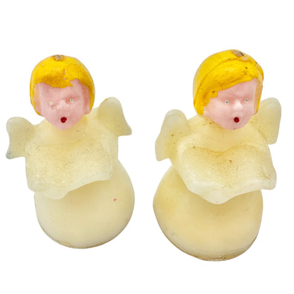Vintage Socony Vacuum Angel Tavern Candles Set of 4 With Yellow Hair White Gowns