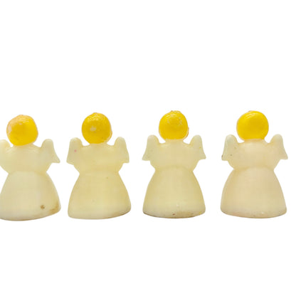 Vintage Socony Vacuum Angel Tavern Candles Set of 4 With Yellow Hair White Gowns