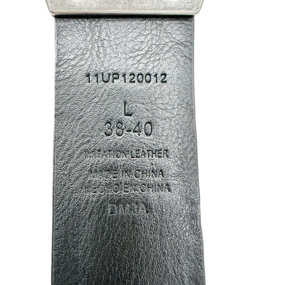 Mens Belt Size L 38-40 Brown Imitation Leather Belt With Silver-Tone Buckle