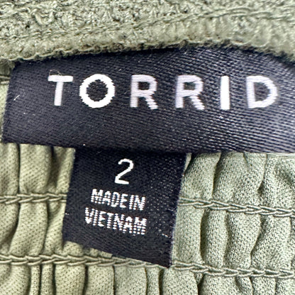 Torrid 2 Babydoll Tank Top Womens 18-20 Olive Lace Hanky Hem Adjustable Straps