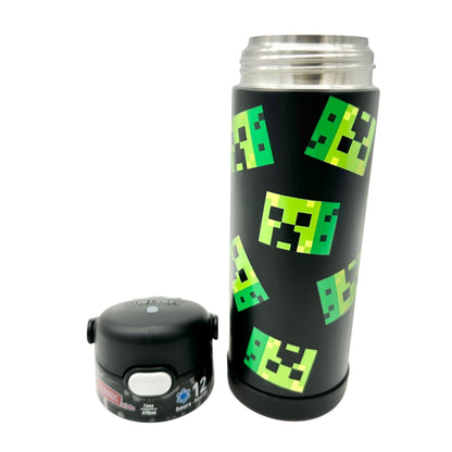 Minecraft Thermos Insulated Lunch Bag and 16oz Bottle Creeper Black Green 10x7x3