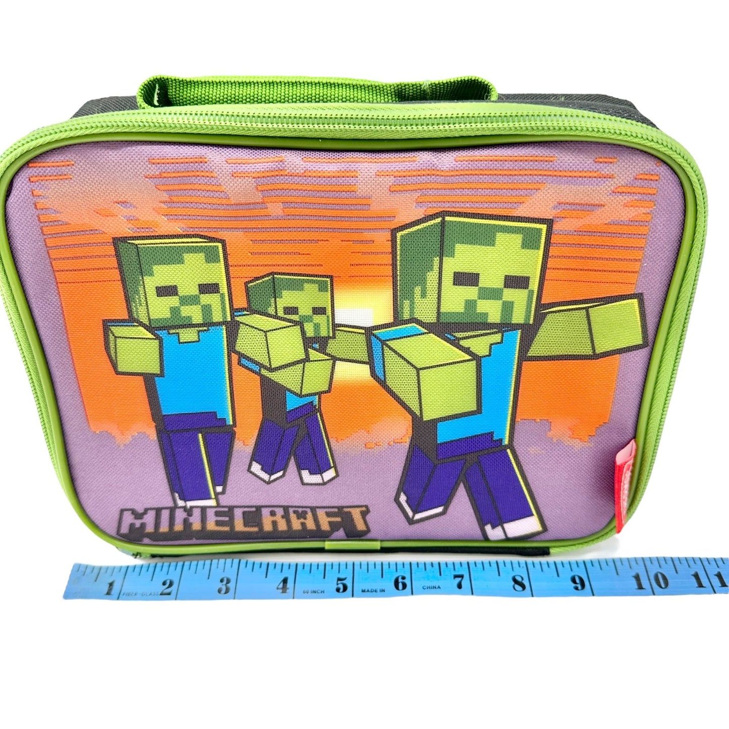 Minecraft Thermos Insulated Lunch Bag and 16oz Bottle Creeper Black Green 10x7x3