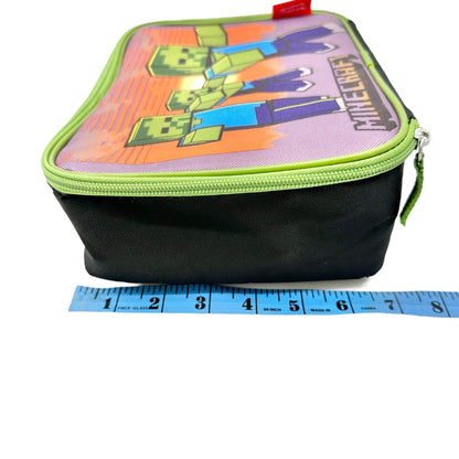 Minecraft Thermos Insulated Lunch Bag and 16oz Bottle Creeper Black Green 10x7x3