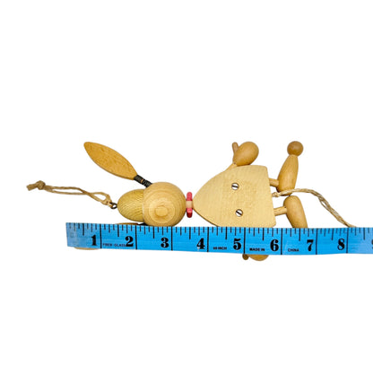 Vintage Austrian Wooden Bunny Jumping Jack Toy w Pull String Springy Ears+Legs