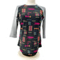 Lularoe Randy Top XS Black and Gray Geometric Print Raglan 3/4 Sleeve Tunic