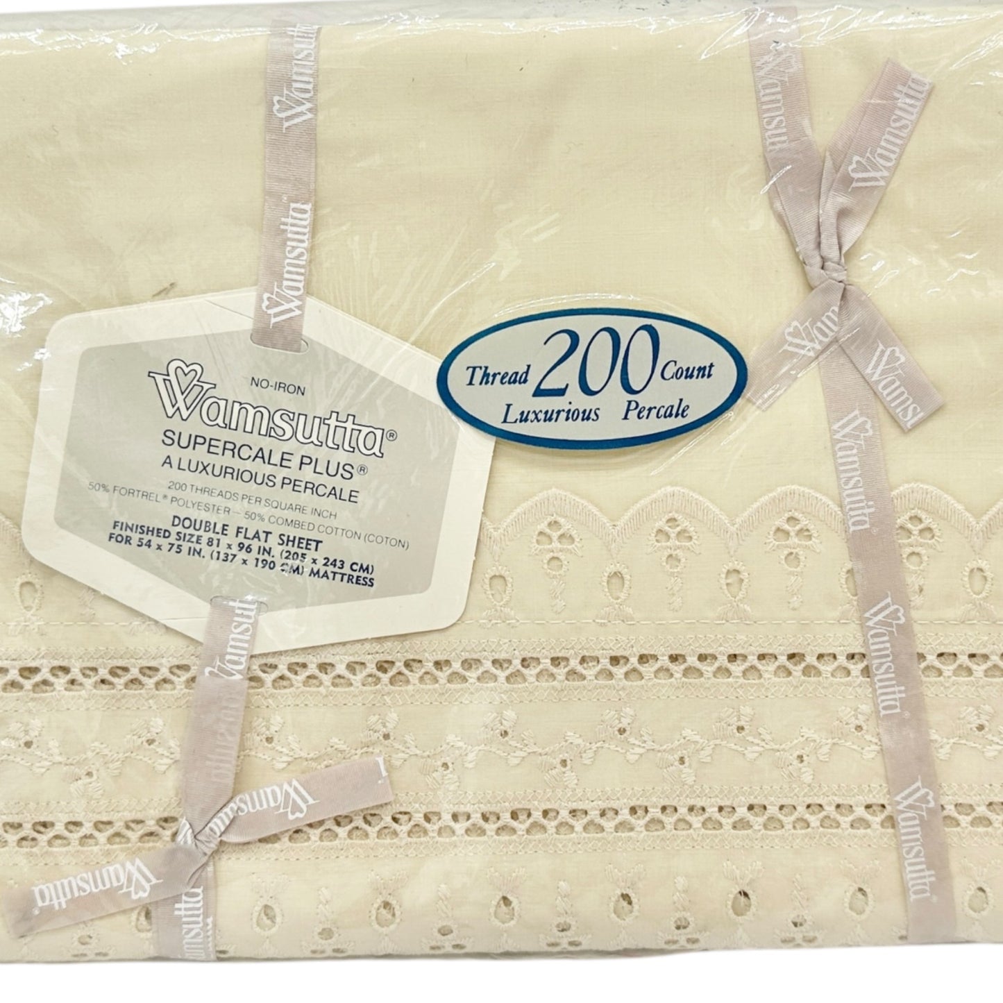 Wamsutta Vintage Supercale Plus Double Flat Sheet 81x96 Cream 200 Thread Count
