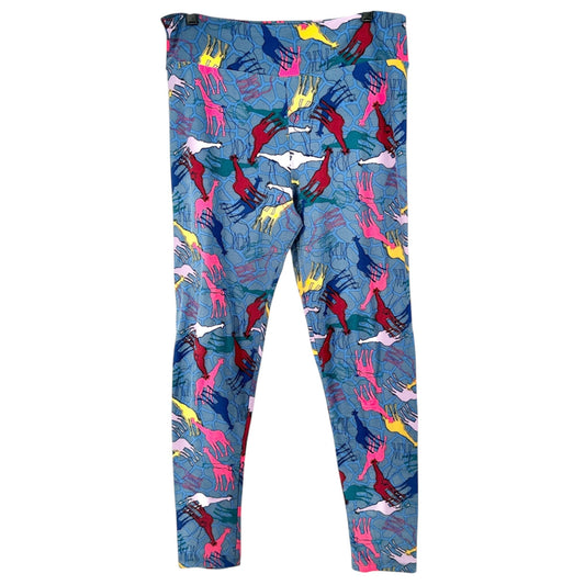 LuLaRoe Leggings Womens Tall and Curvy Blue Multicolor Giraffes Size 12-22 Soft